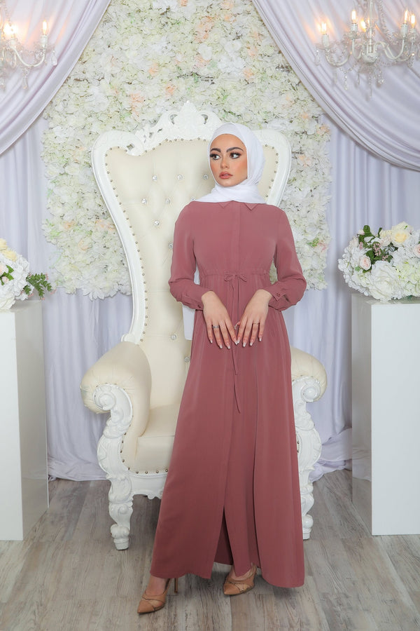 Deluxe Soft Hidden Button Dress- Mauve