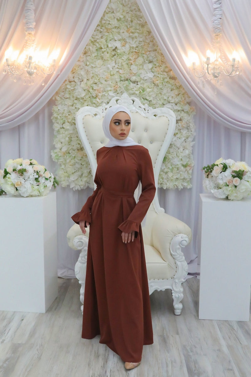 Lana Soft Bell Sleeve Dress- Burnt Sienna