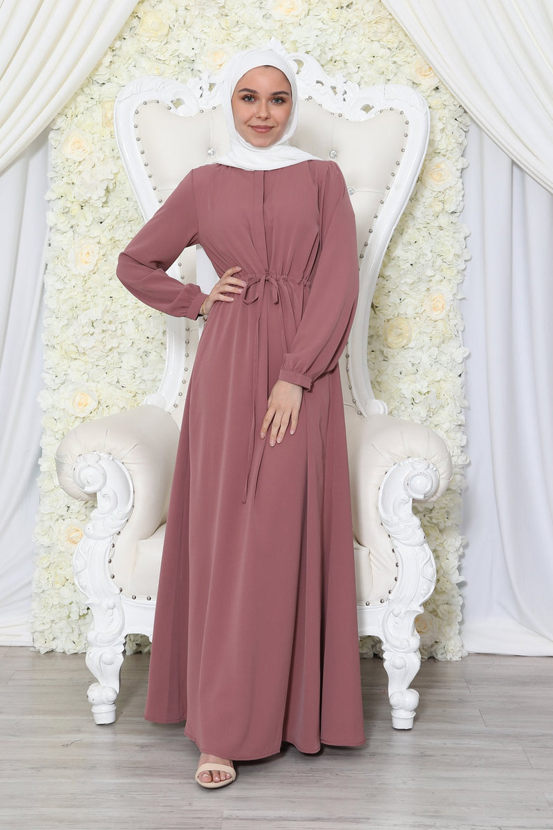 Ana Soft Button Dress- Nude Pink