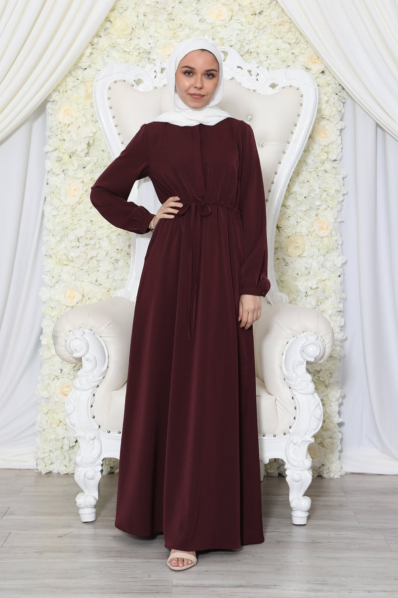 Ana Soft Button Dress- Mahogany