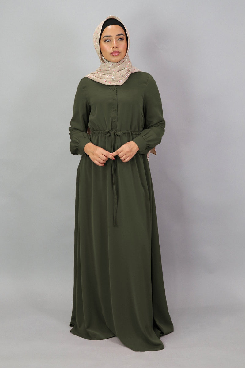 Army Green Deluxe Soft Button Dress