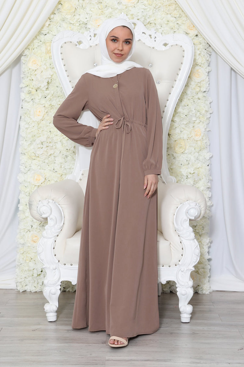 Ana Soft Button Dress- Mink