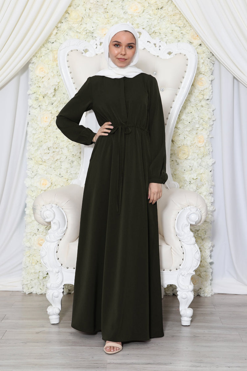 Ana Soft Button Dress- Deep Olive