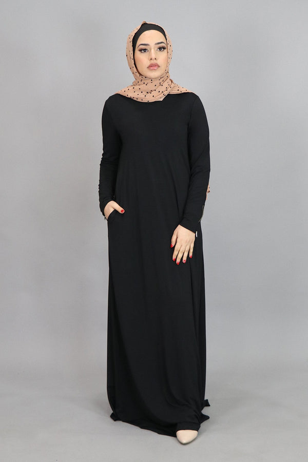 Black Spandex Hooded Maxi Dress (4518161317945)