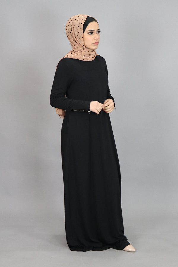Black Spandex Hooded Maxi Dress (4518161317945)