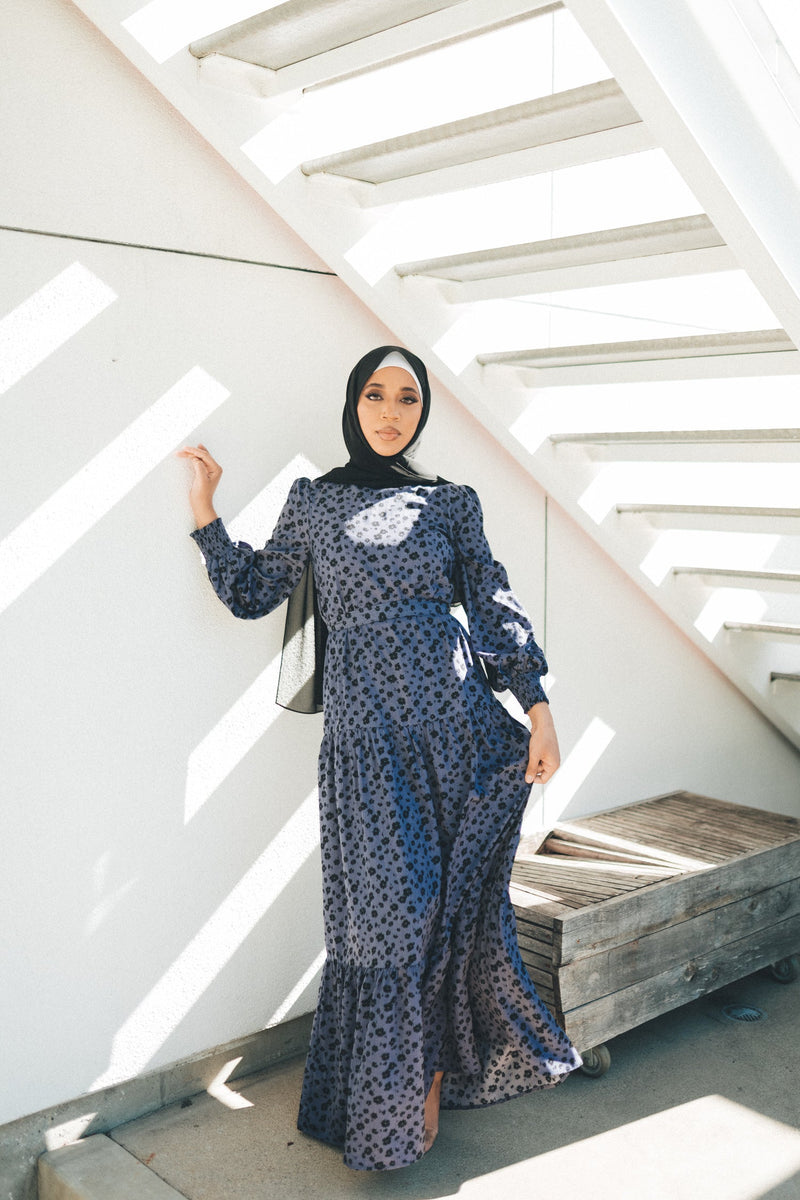 Nova Smock Floral Dress- Dark Purple