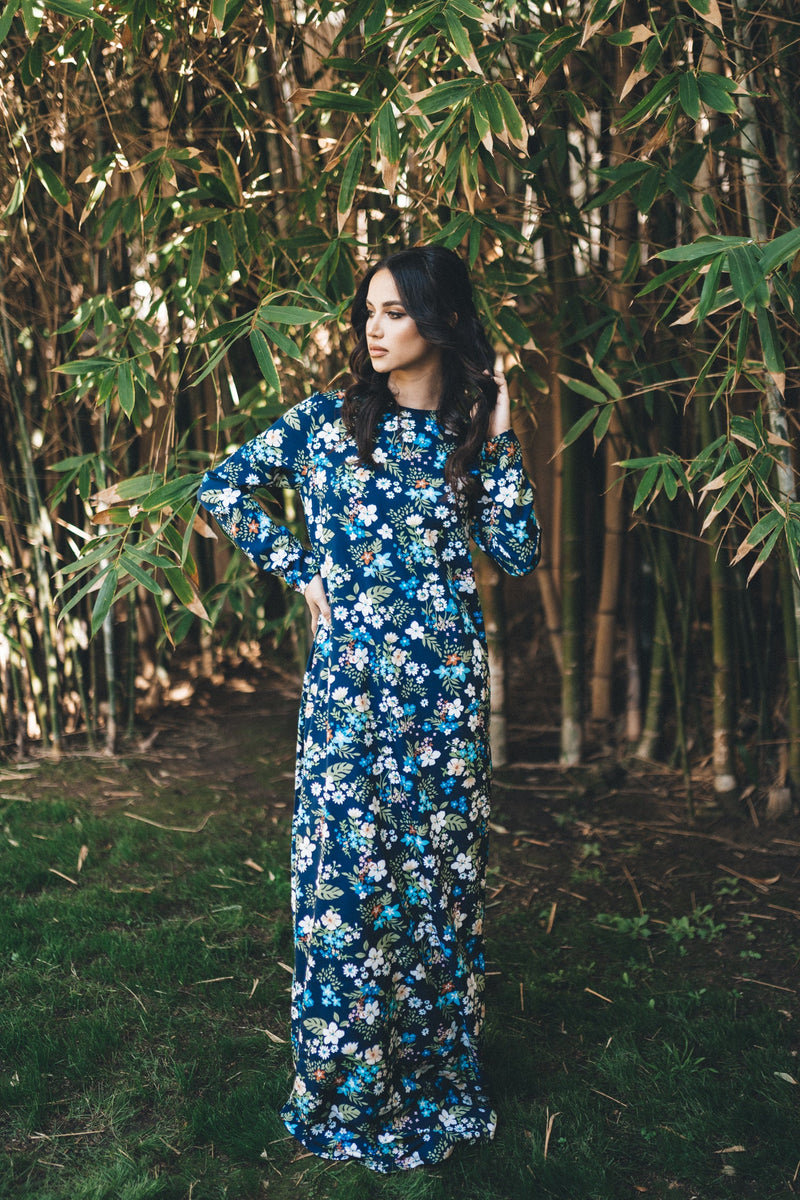 Lyra Floral Sheath Dress- Blue