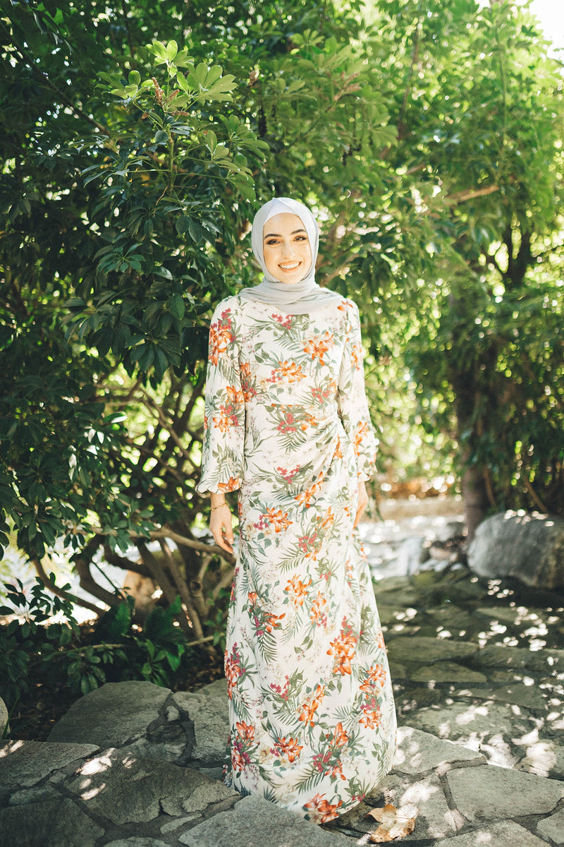 Hailey Floral Dress- Off White