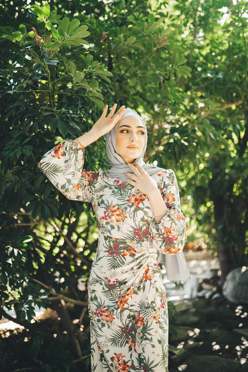 Hailey Floral Dress- Off White