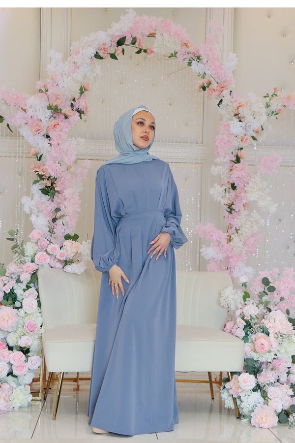 Arya Soft Batwing Dress- Dusty Blue