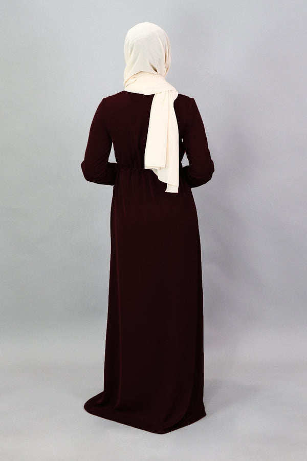 Dark Cherry Deluxe Soft Zipper-Down Maxi Dress (5257515139240)