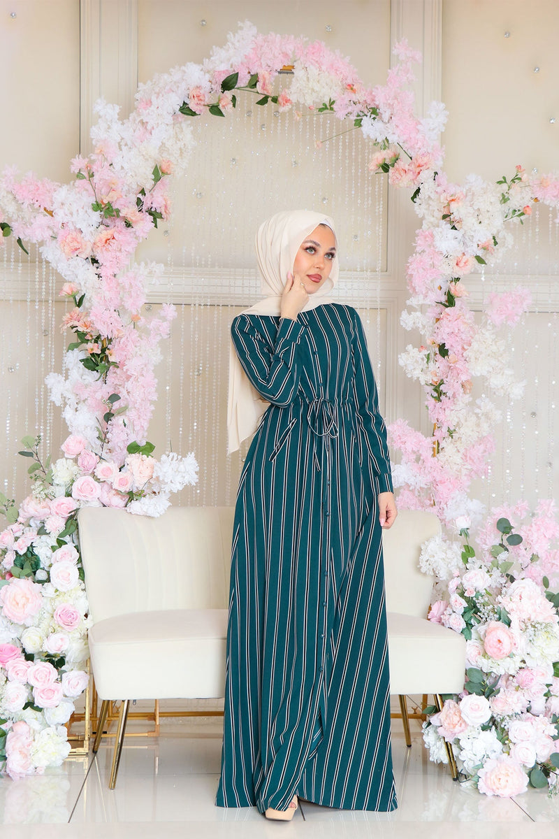 Keya Floral Button Dress- Teal