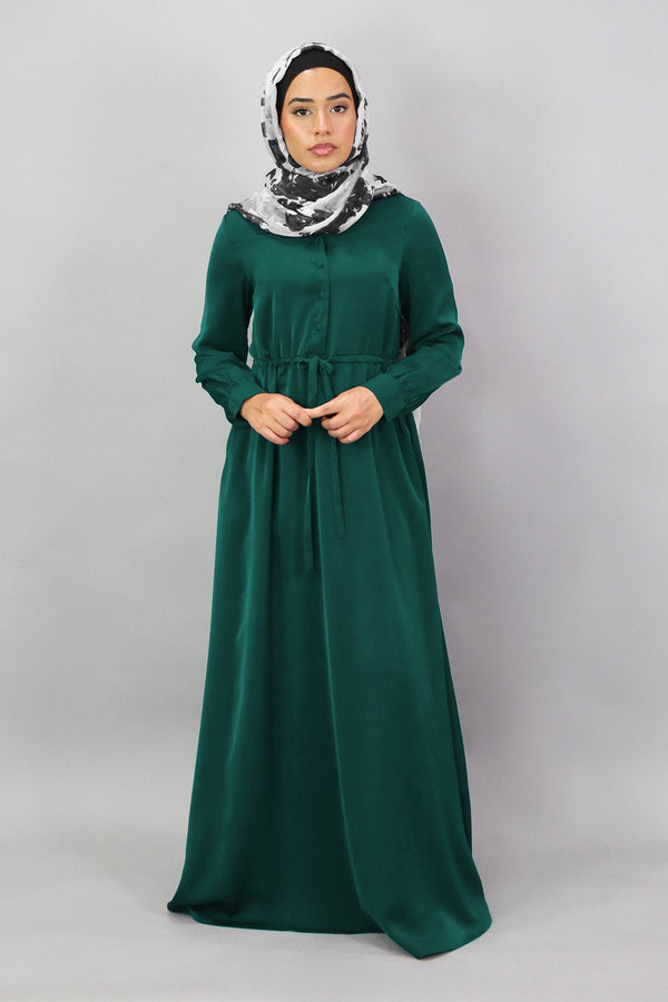 Ocean Teal Deluxe Soft Button Dress (5300400685224)