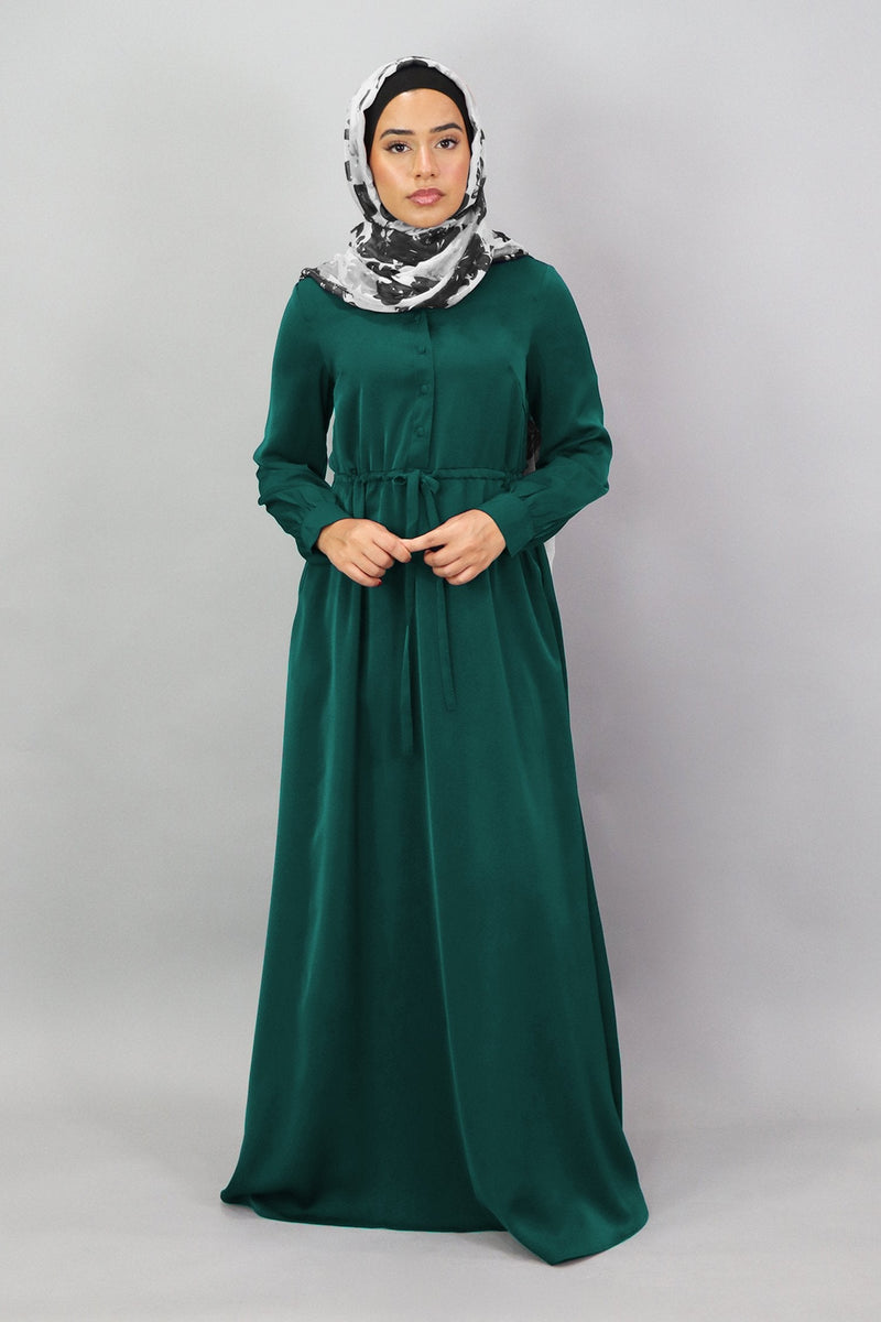 Ocean Teal Deluxe Soft Button Dress (5300400685224)