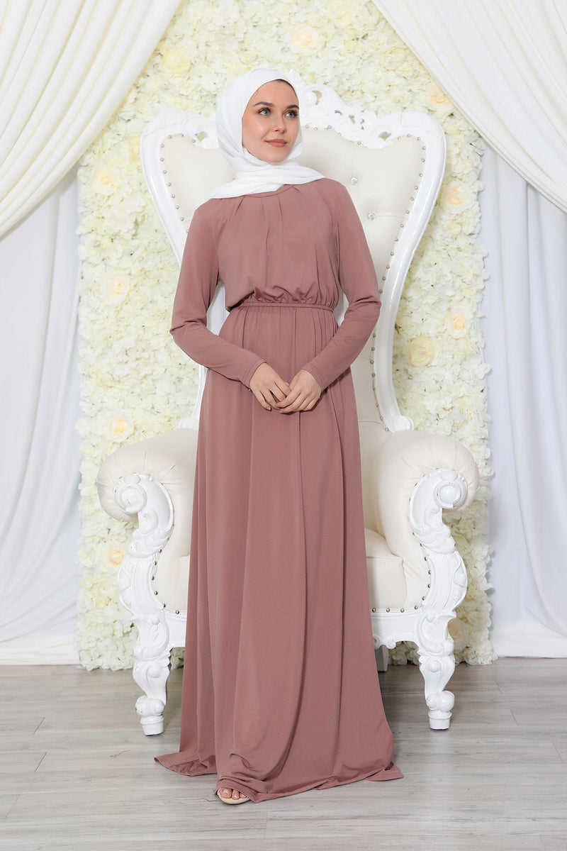 Abayati Essential Pleat Maxi Dress- Nude Pink