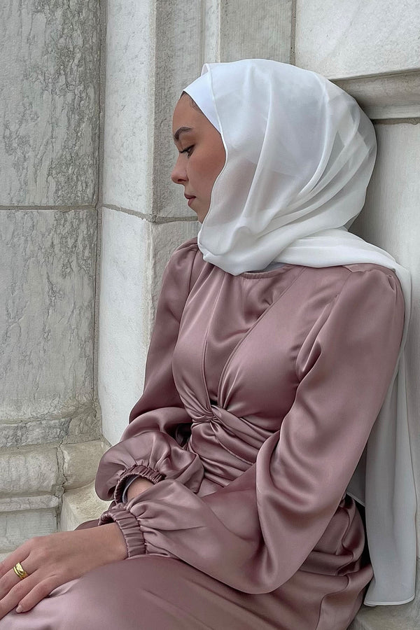 White crepe chiffon scarf