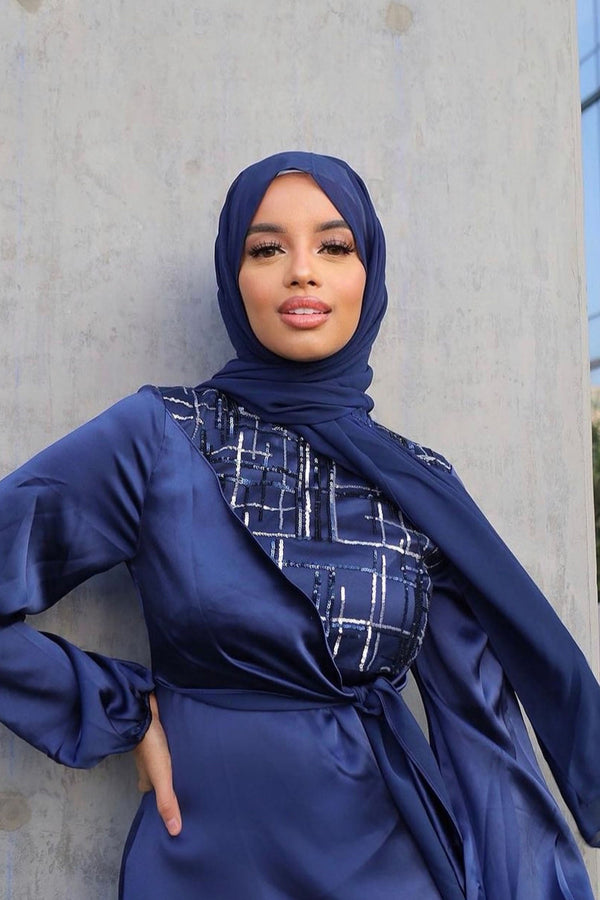 Chiffon Bubble Scarf- Navy Blue