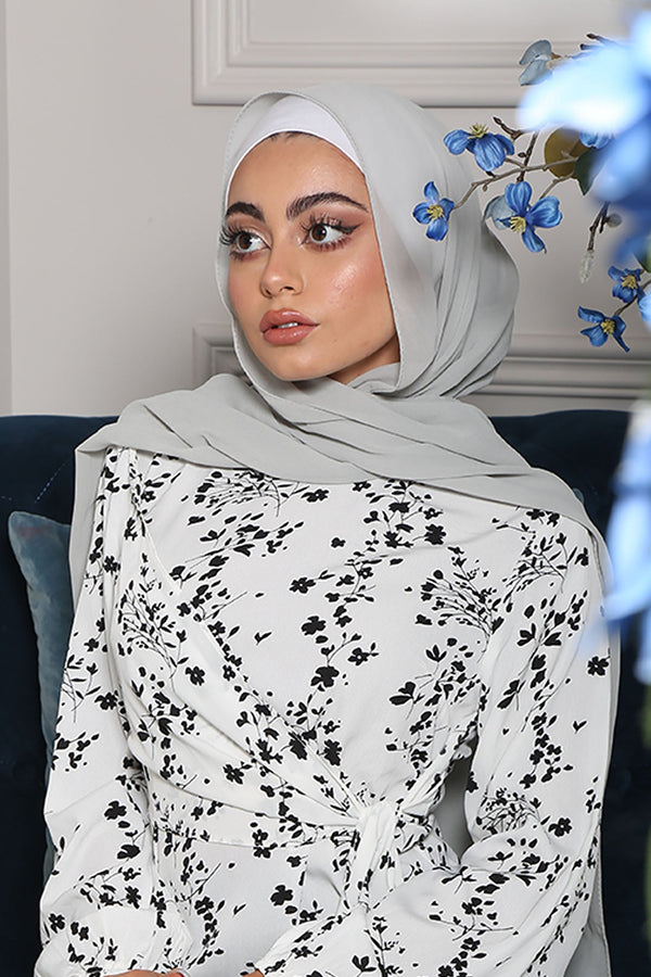 Bubble Chiffon Scarf-  Mint Gray