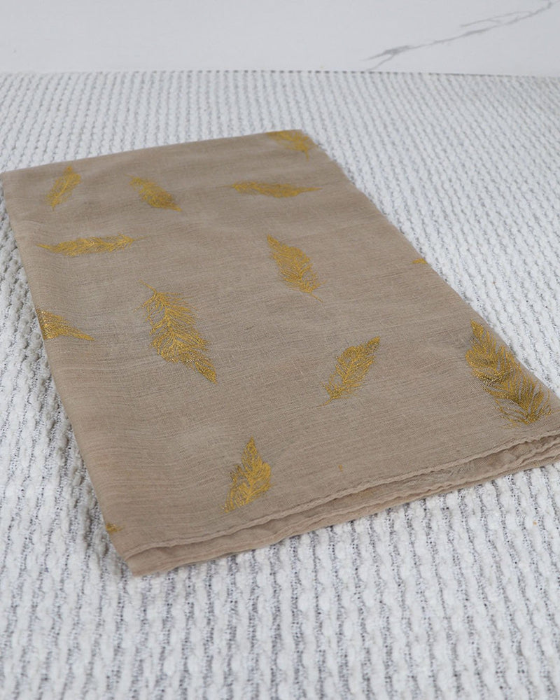 Metallic Cotton Scarf- Beige