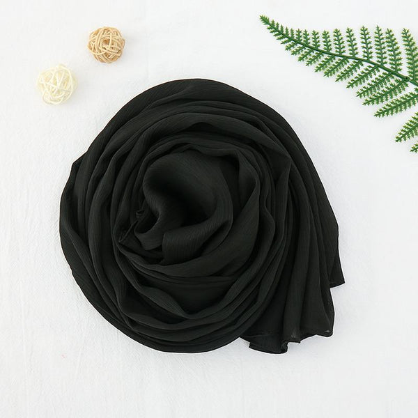 Black crepe chiffon scarf