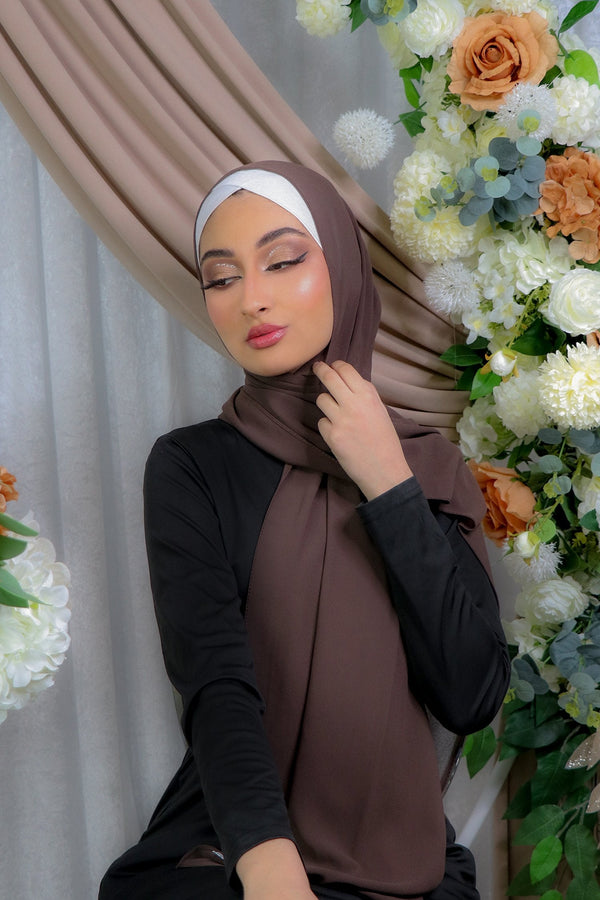 Chiffon Bubble Scarf- Mocha Brown