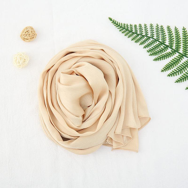 light beige crepe chiffon scarf