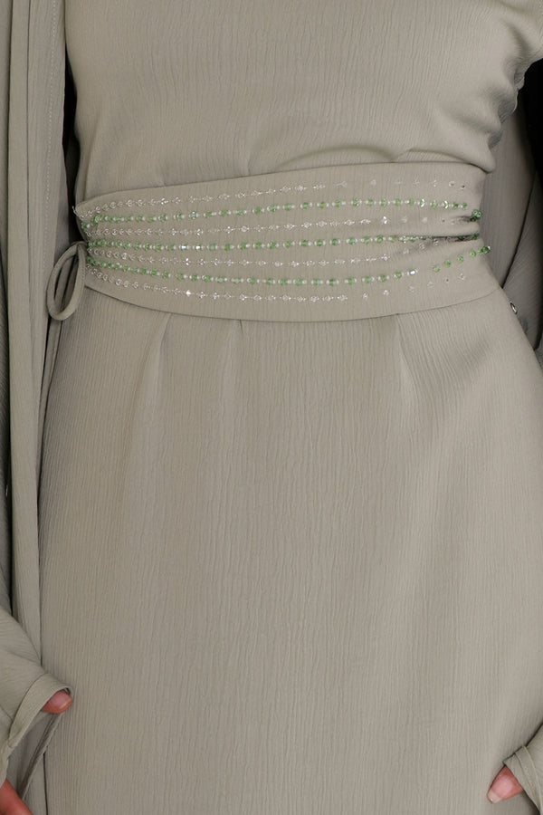 Nia Corset Abaya Set- Light Sage Green