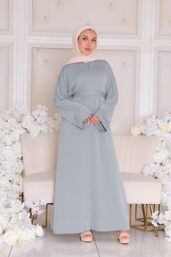 Mariah Essential Open Abaya- Mint Gray