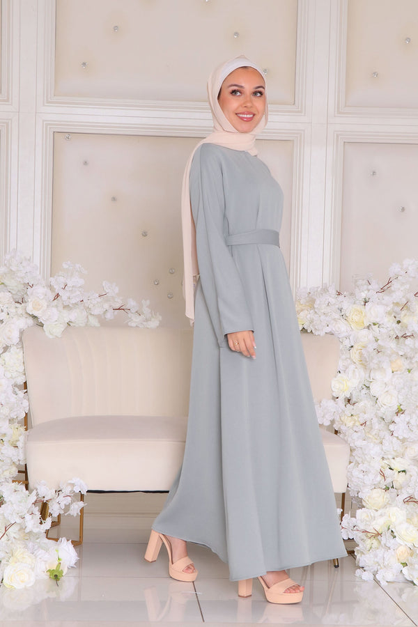 Rhea Essential Closed Abaya- Mint Gray